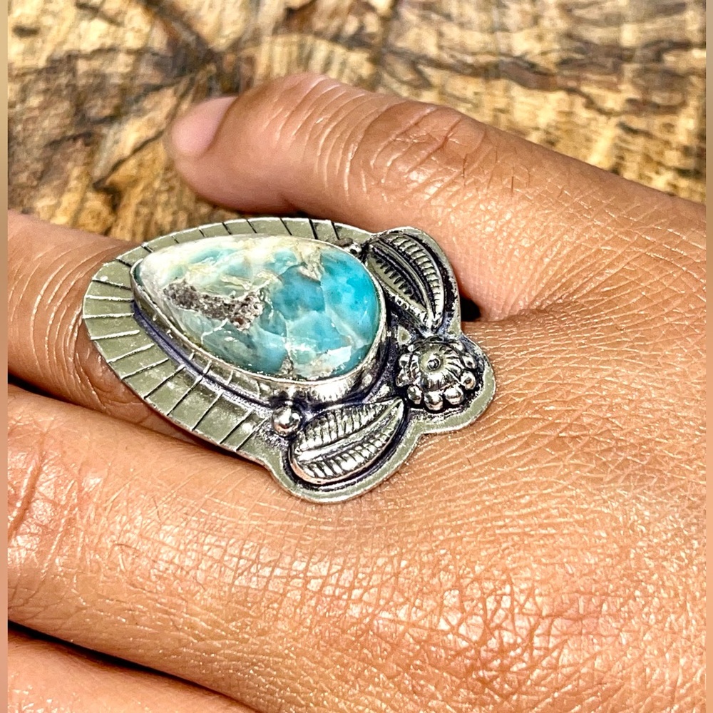 Caribbean Larimar Ring Size 7 1/4 - Picture 3 of 9